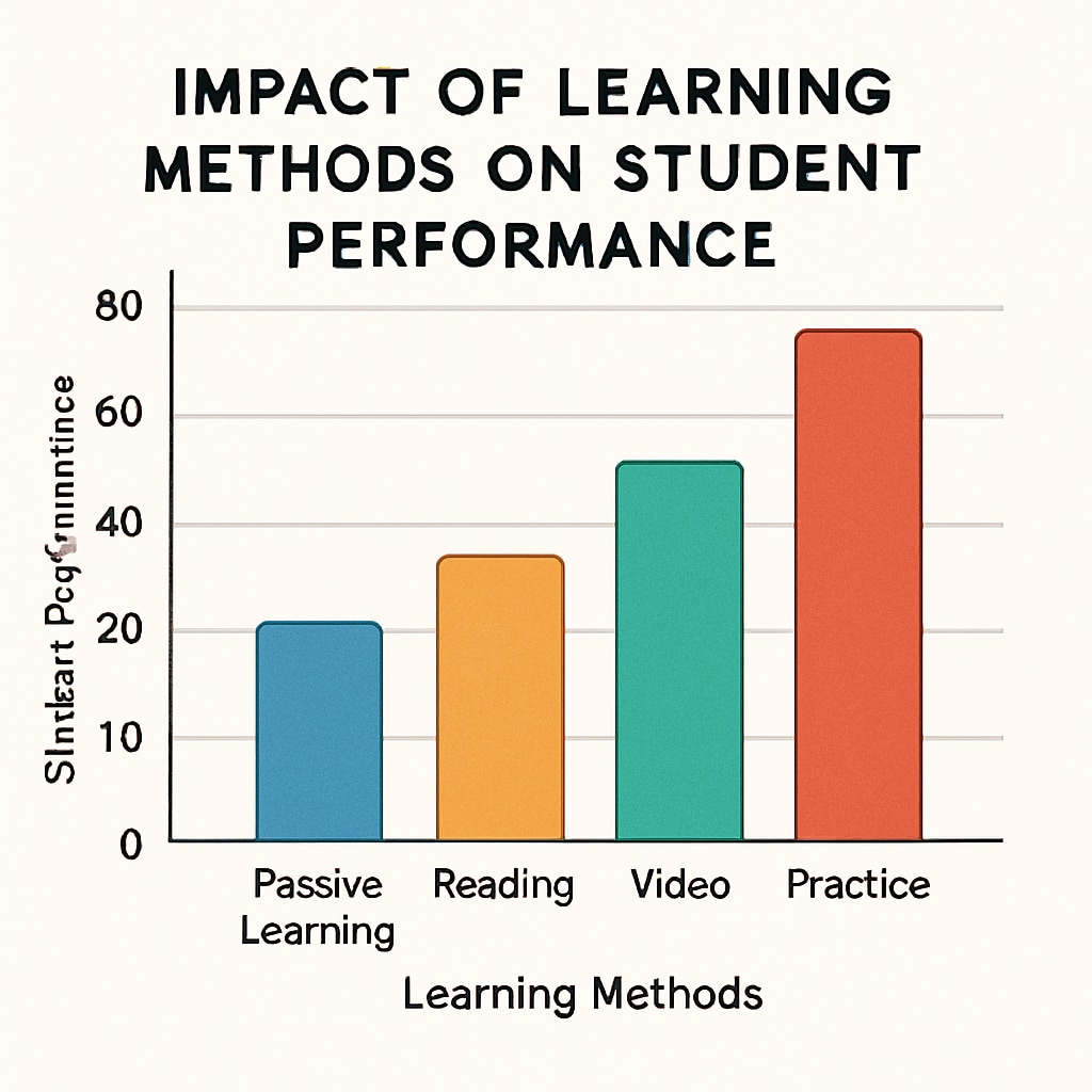 A graph or chart illustrating the impact of different learning methods on student performance, showcasing data-driven insights. A chart showing the outcomes of various learning methods on student performance, related to effective learning methods.