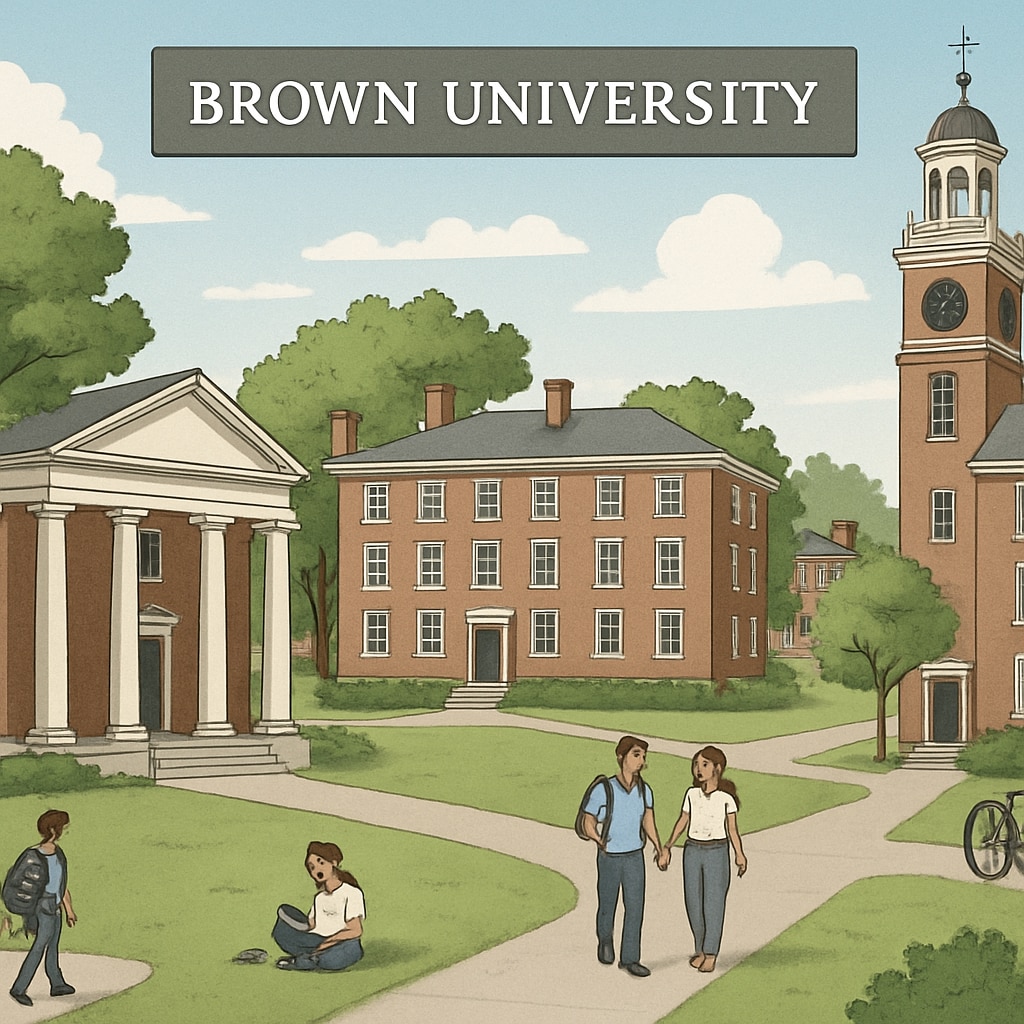 A photo of Brown University's campus, showcasing its iconic buildings and student life to visually connect with the article's focus on university culture. Brown University's campus architecture and student spaces, highlighting the institution's environment amidst gender policy shifts.