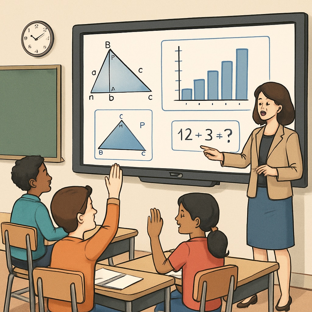 Students in a classroom engaging with interactive educational tools displayed on a smart board Students using interactive features powered by EdChanger Pro in a K12 classroom