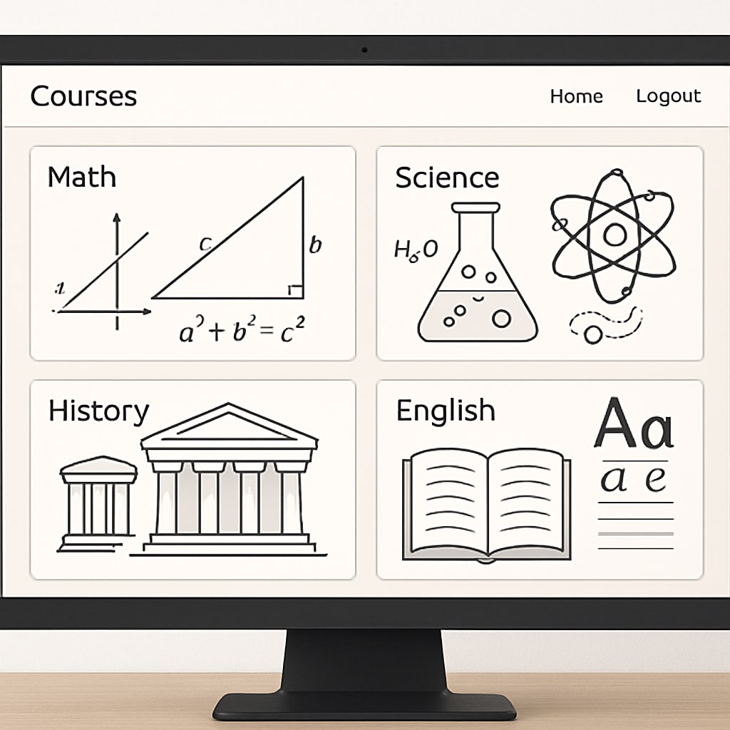 Online platform showcasing foundational learning resources for adult students.