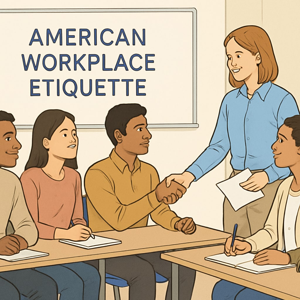 Students attending a workshop on workplace etiquette and cultural norms.
