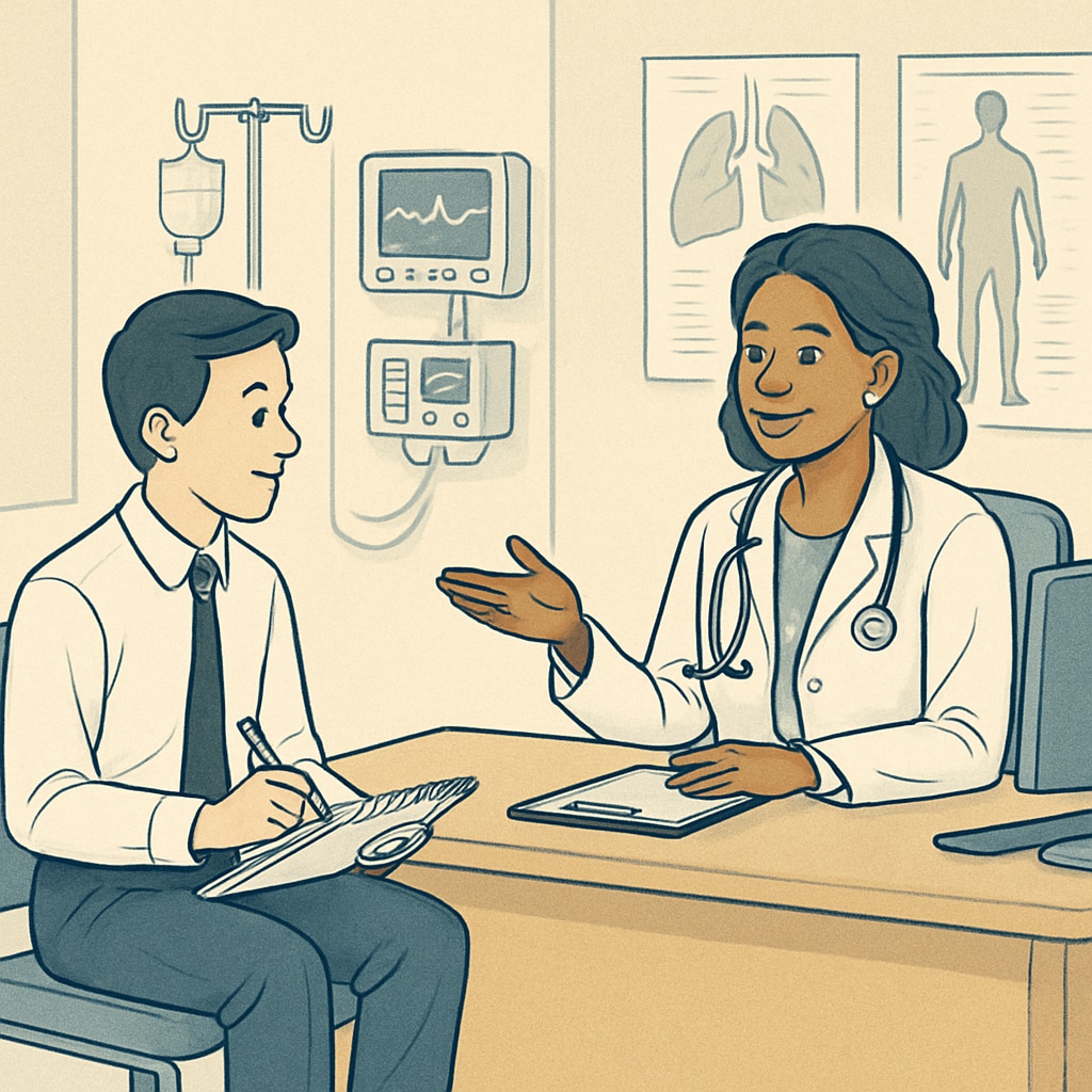K12 student conducting a medical career interview with a doctor.