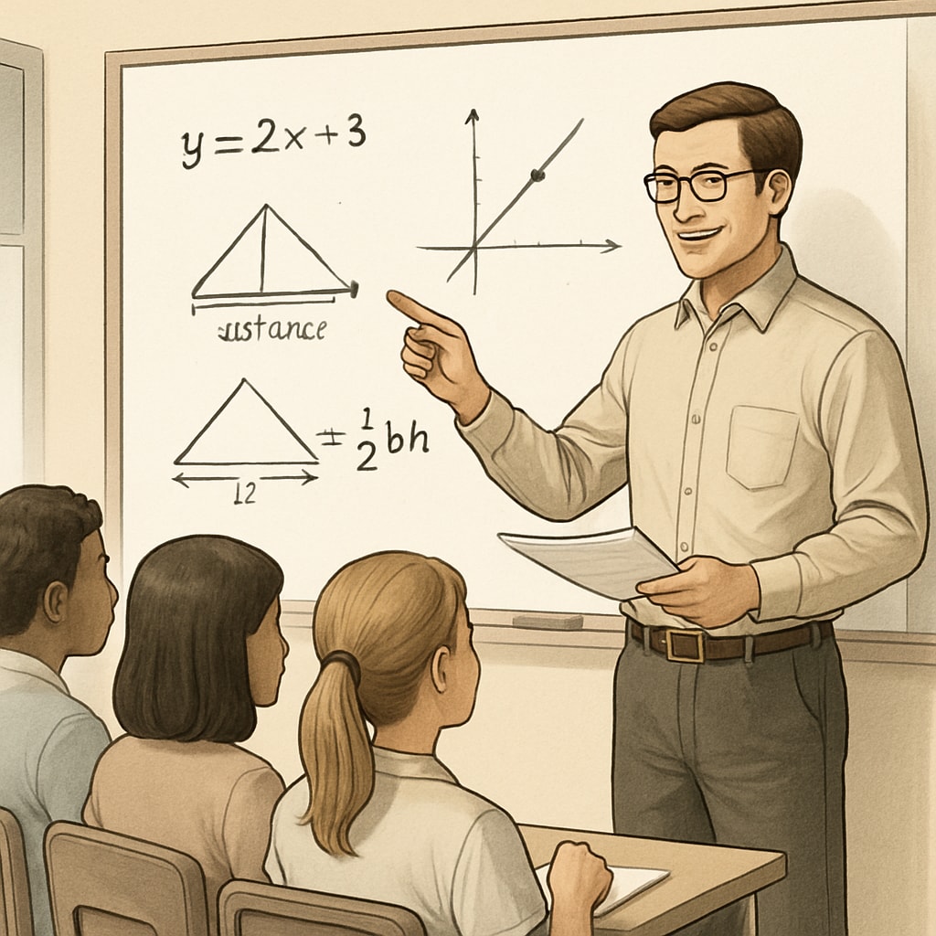 Teacher demonstrating math applications to engaged students.