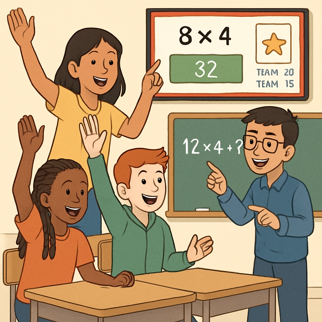 Students participating in gamified math learning activities.