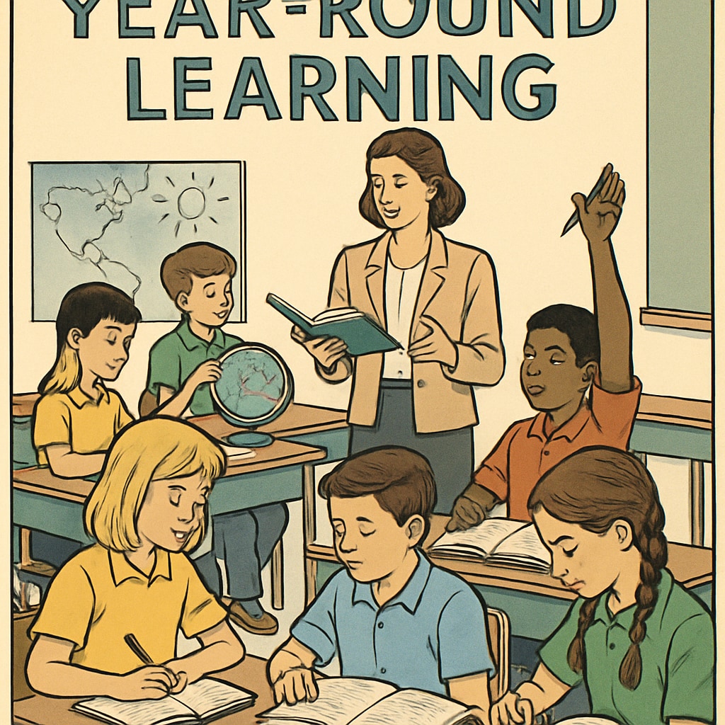 Year-round school model in practice, showing students actively engaged in learning.