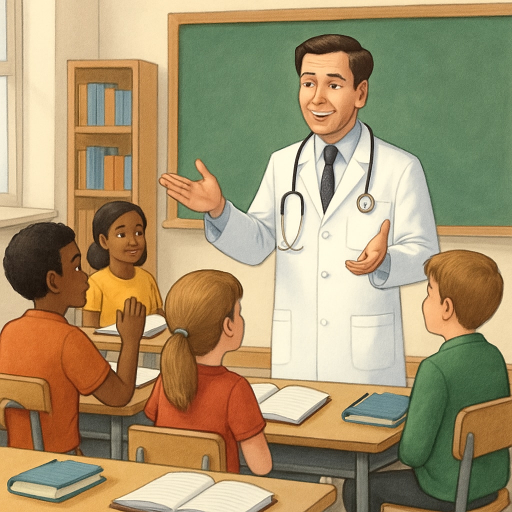 Students conducting a doctor interview project related to medical careers in schools.