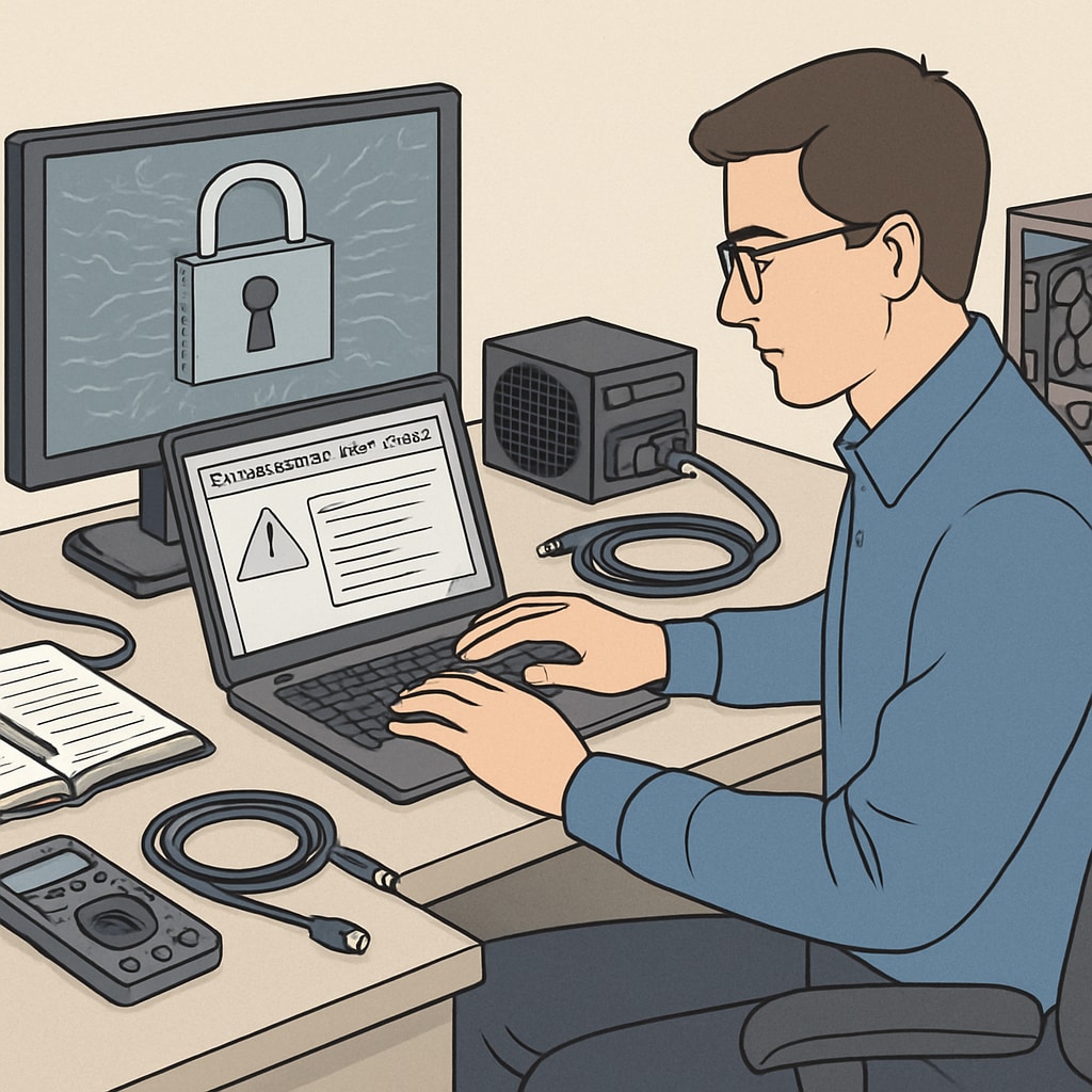 A cybersecurity professional conducting a vulnerability assessment using specialized tools, emphasizing the importance of practical skills in the field. Cybersecurity analyst performing a vulnerability test using advanced software.