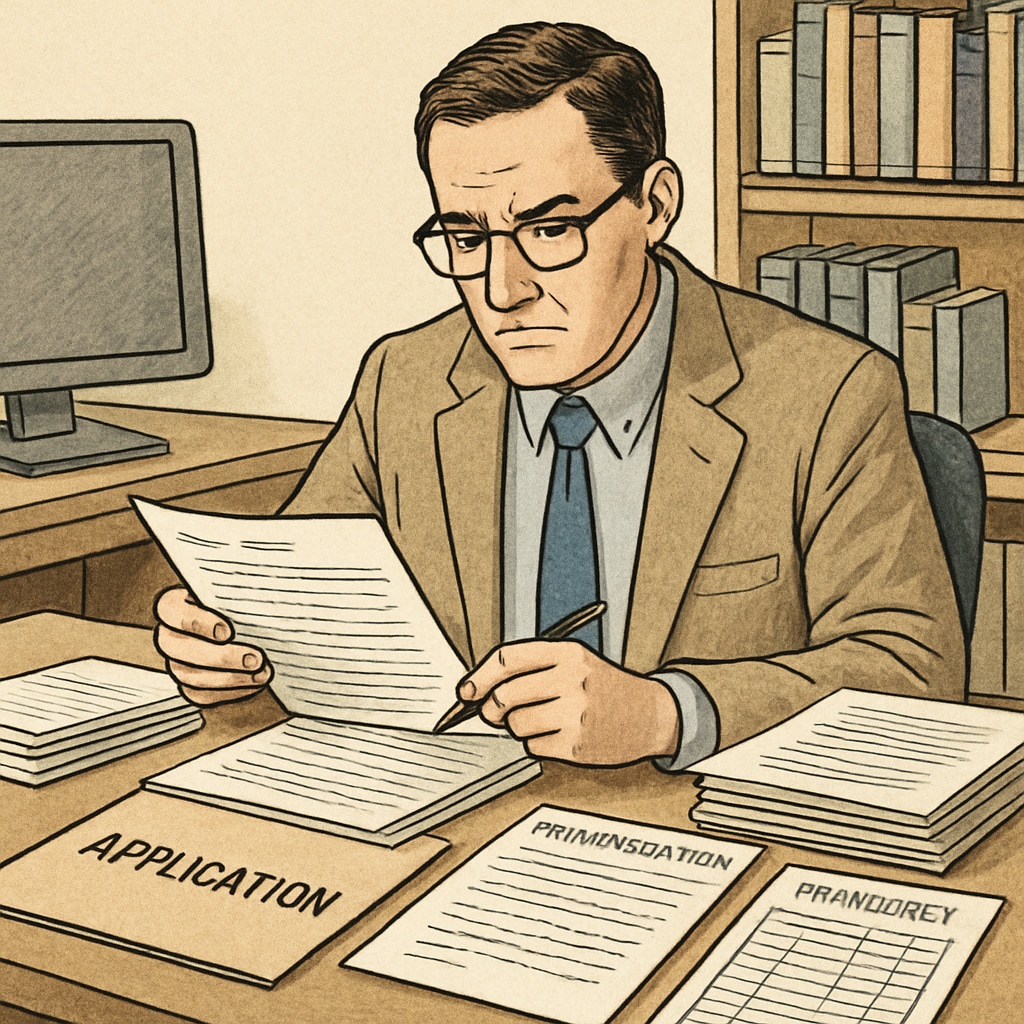 College admissions officer evaluating holistic applications for Harvard.