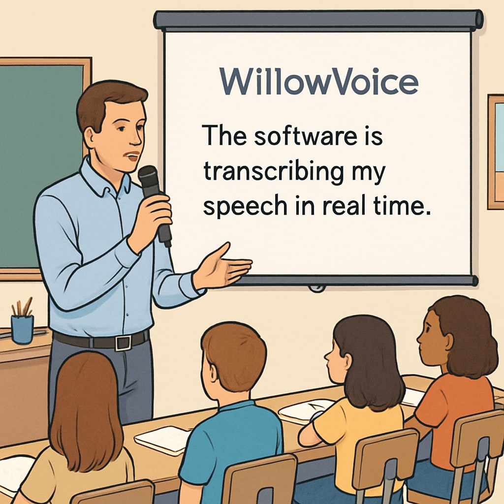 Voice-to-text tool WillowVoice transcribing teacher’s feedback in real-time