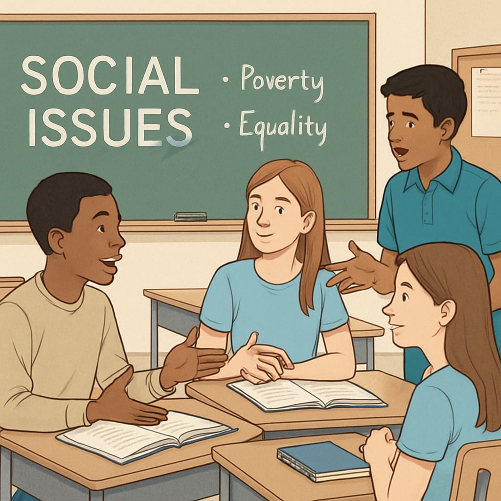 Students discussing social issues in a classroom, reflecting wokeness in schools.