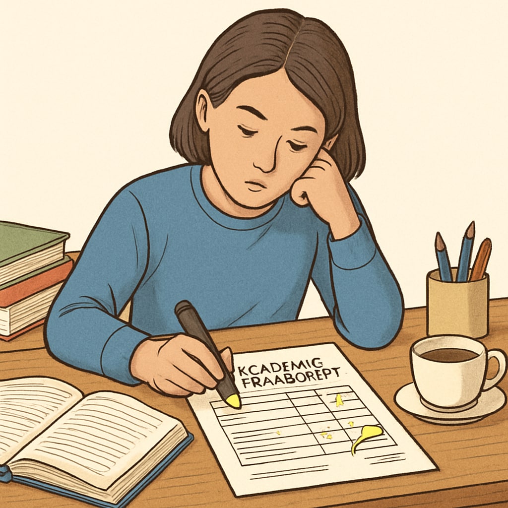 A student reviewing their transcript with a focus on a low grade in a mandatory course.