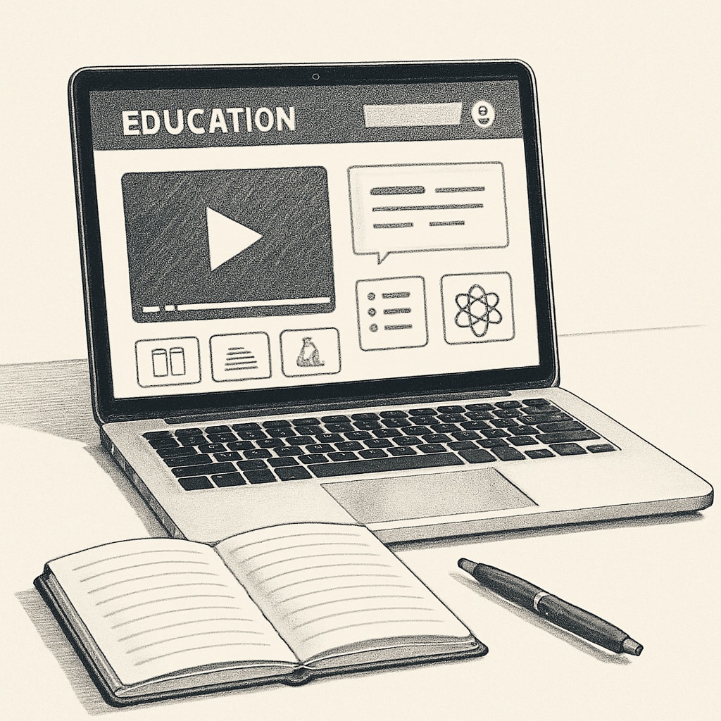 Student using a laptop to access educational courses and resources online.