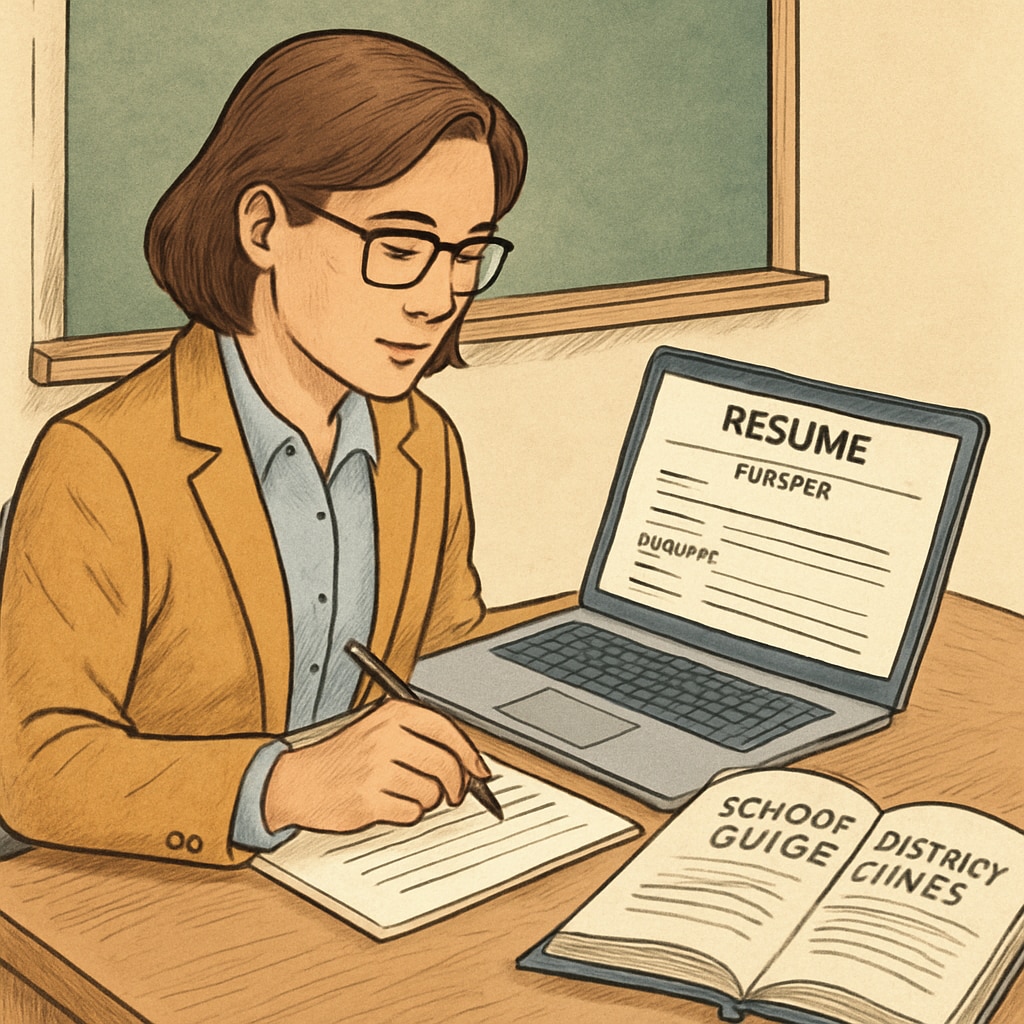 Teacher editing their resume for Canadian teaching jobs on a laptop.