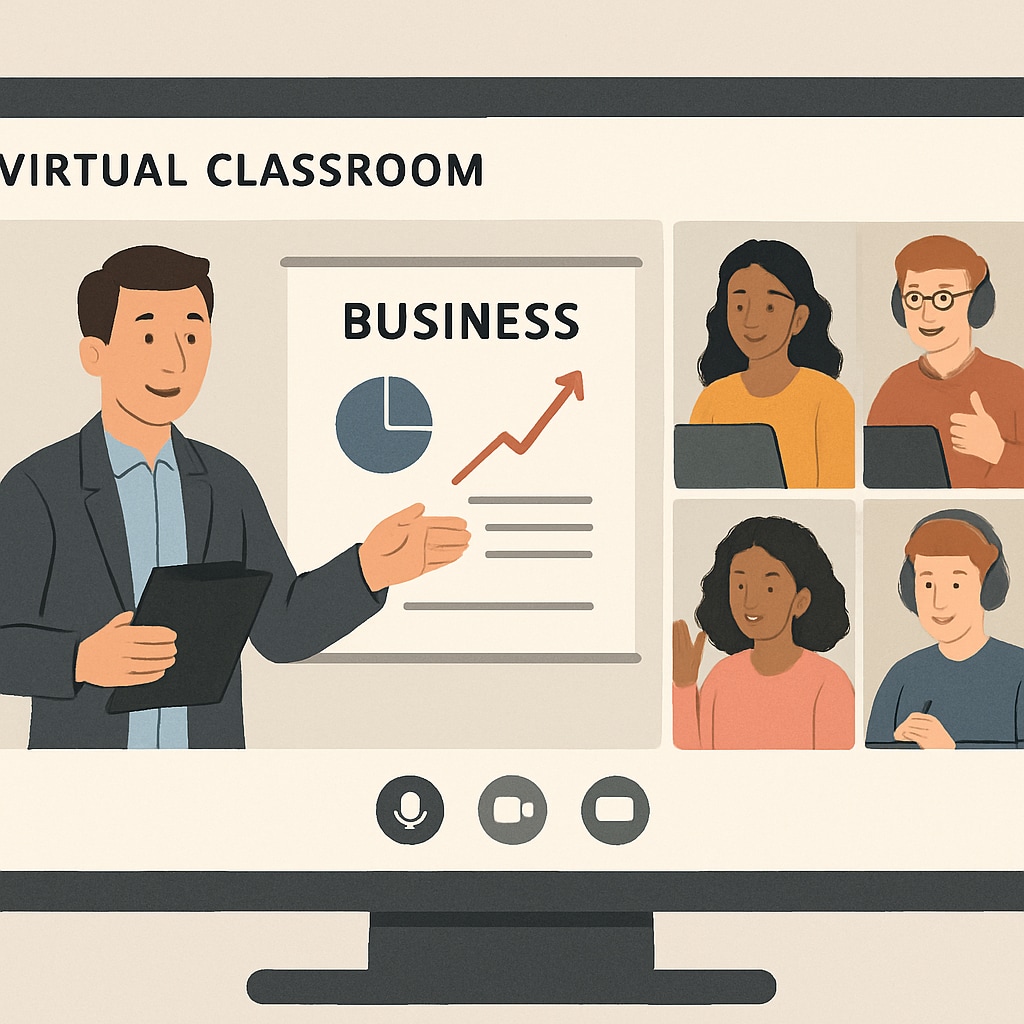 Virtual classroom for online business degree students.