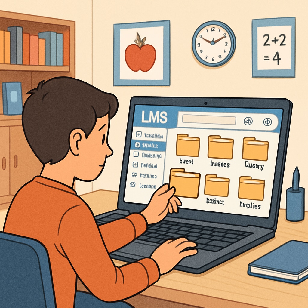 Student organizing files in a learning management system to resolve organizational challenges