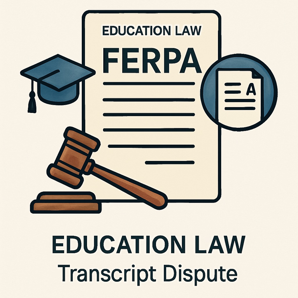 A legal document with Legal document referencing FERPA and transcript access.