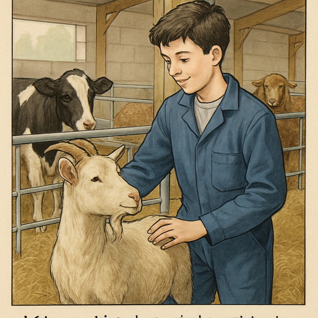 A 14-year-old student actively engaged in a hands-on animal care session at Plumpton College, showcasing the practical learning environment. A student at Plumpton College participating in an animal care session.