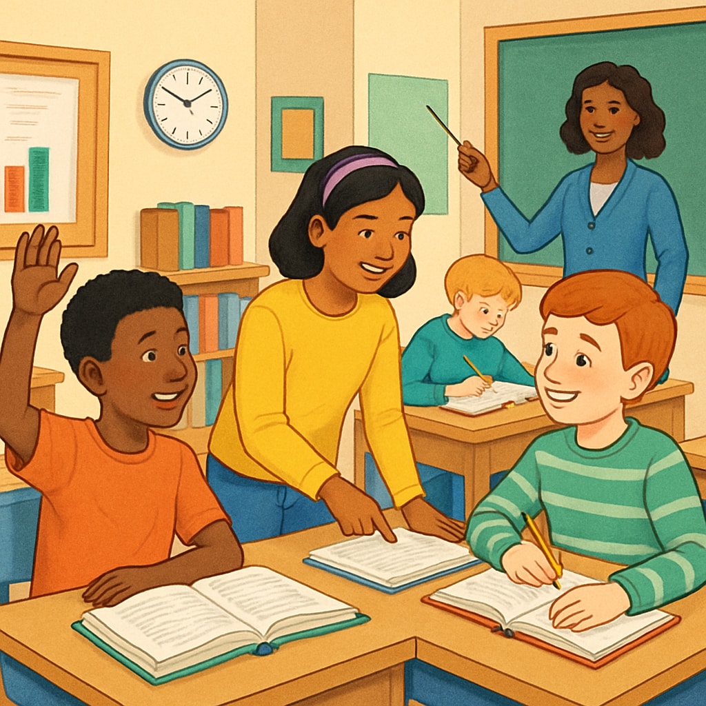 A diverse group of students engaged in a classroom activity, representing effective learning methods. Students collaborating in a classroom, highlighting innovative learning methods.