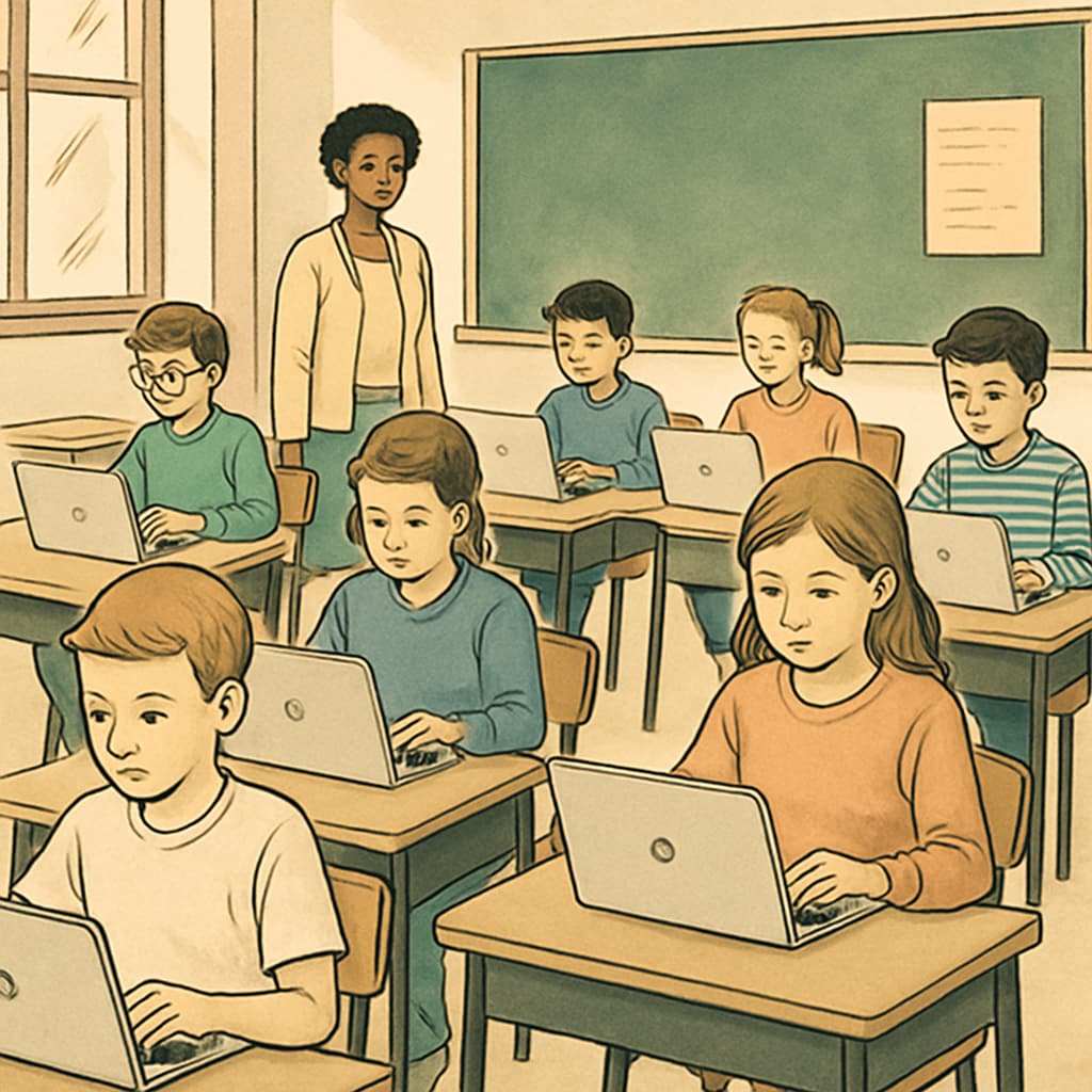 Students using Chromebooks in a classroom for efficient digital learning.