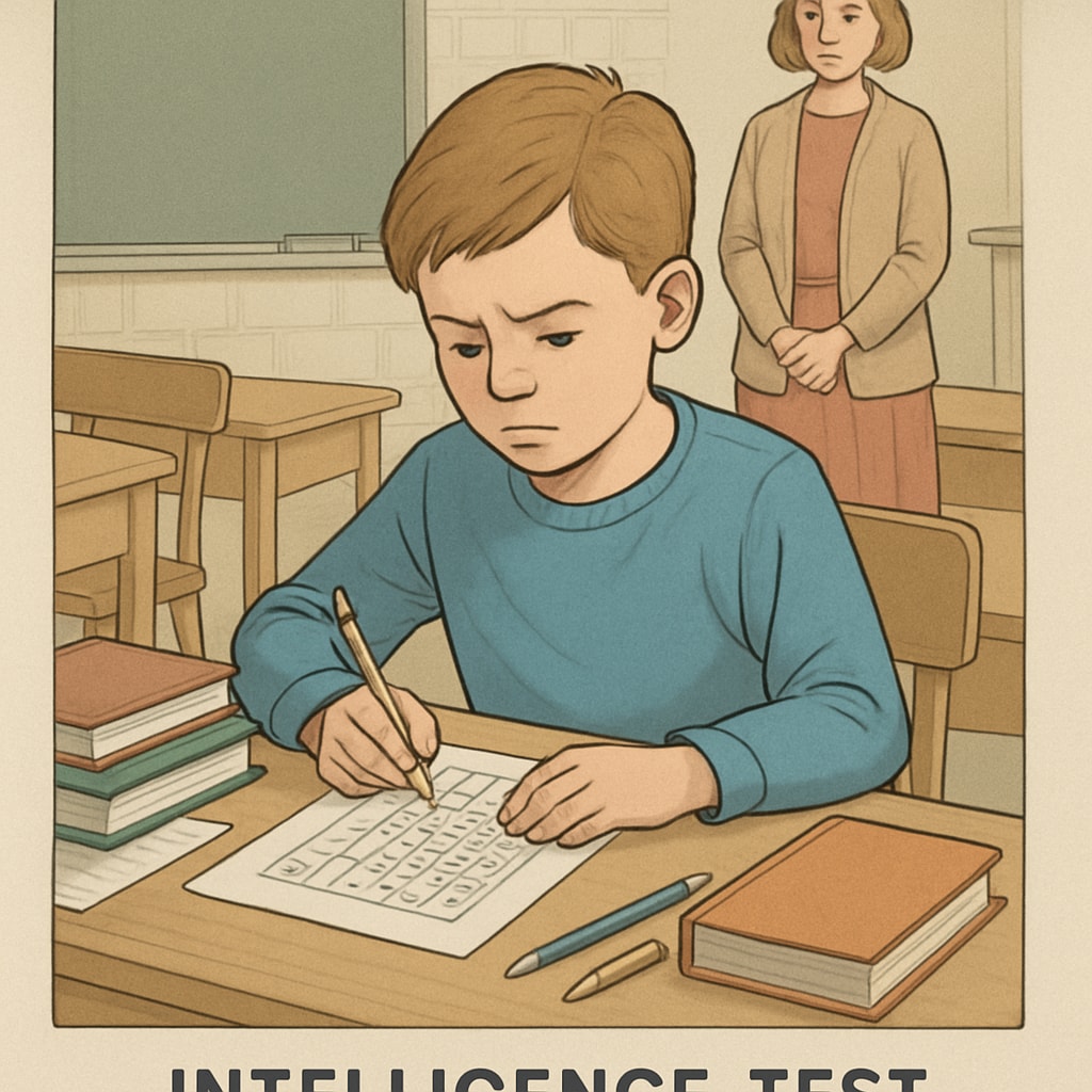 A child taking an intelligence test for evaluating gifted potential