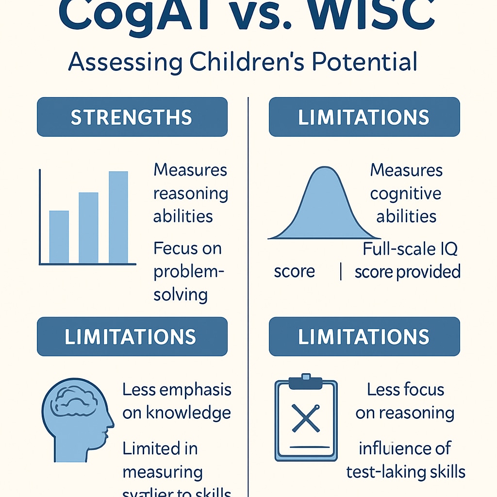 Diagram comparing CogAT and WISC features for intelligence assessment