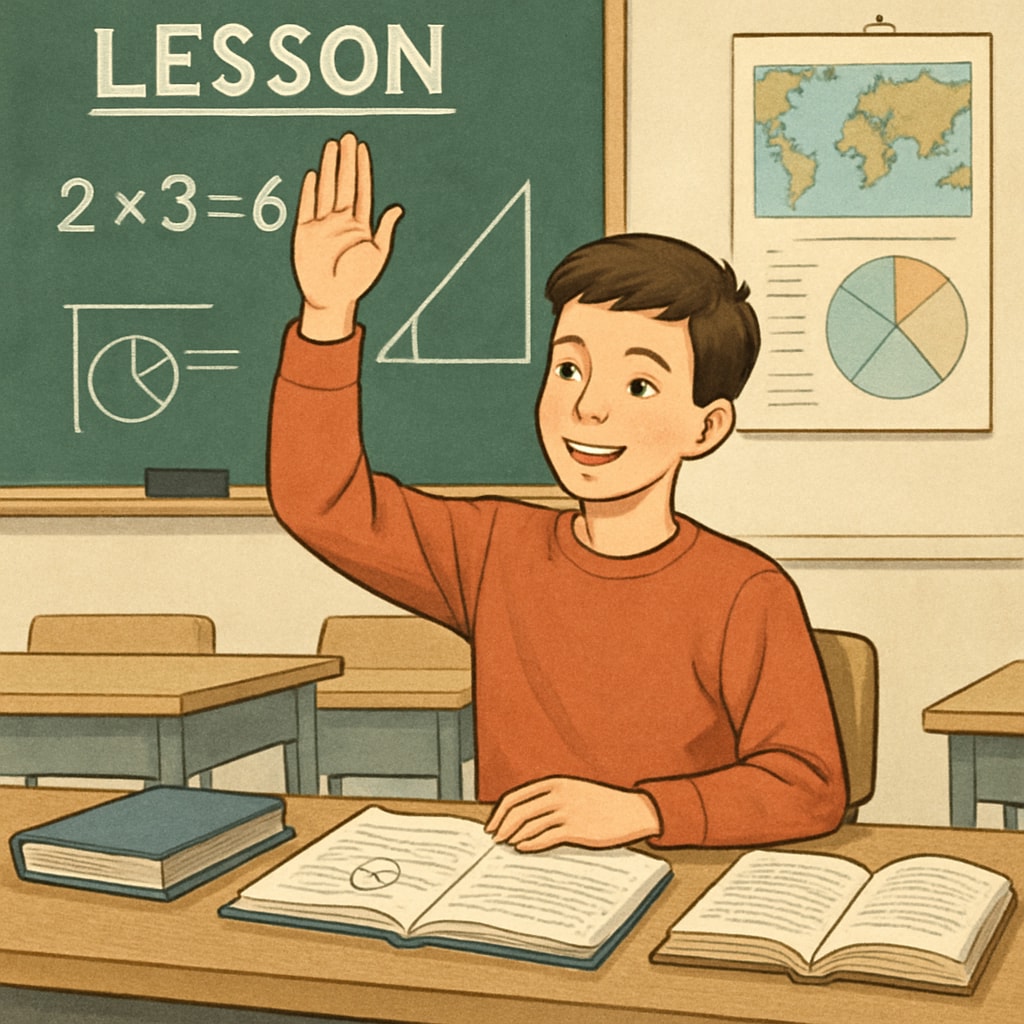 A student engaging in active learning in a classroom setting, showcasing participation in a lesson that uses effective learning strategies. A student participating in active learning, representing research on learning methods.