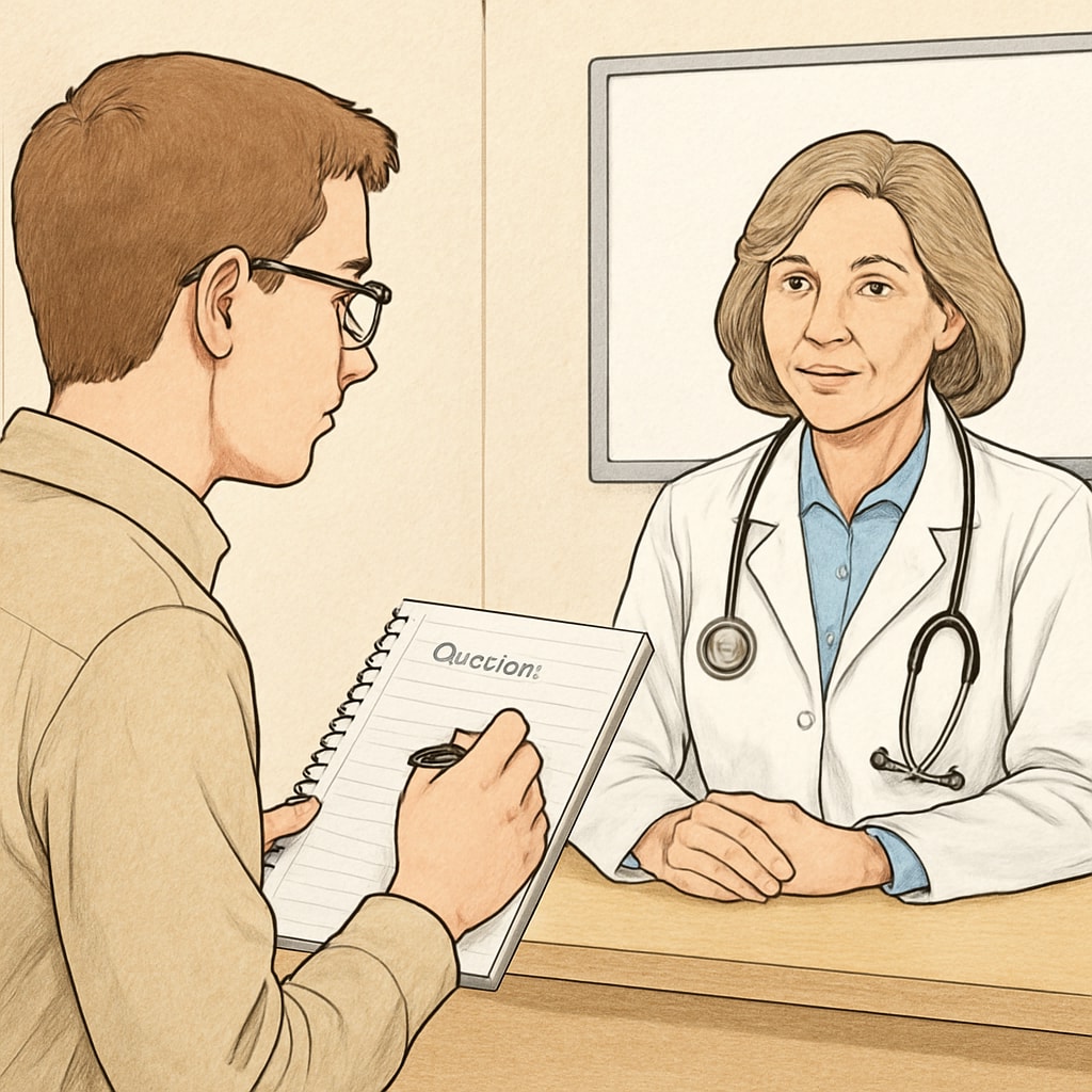 Student preparing questions for a medical career interview