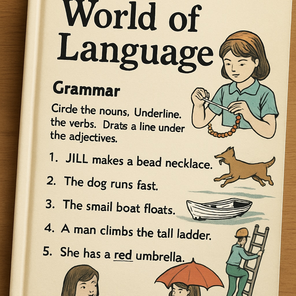 A page from the World of Language textbook featuring grammar exercises.