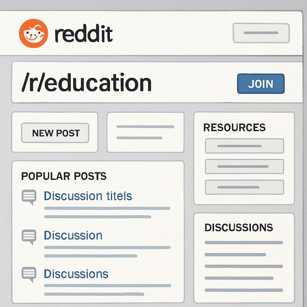 Screenshot of Reddit education subreddit homepage highlighting resources.