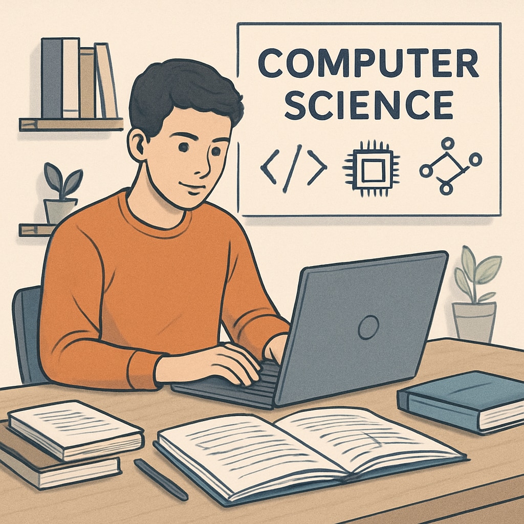 Online computer science master’s degree student working with a laptop.