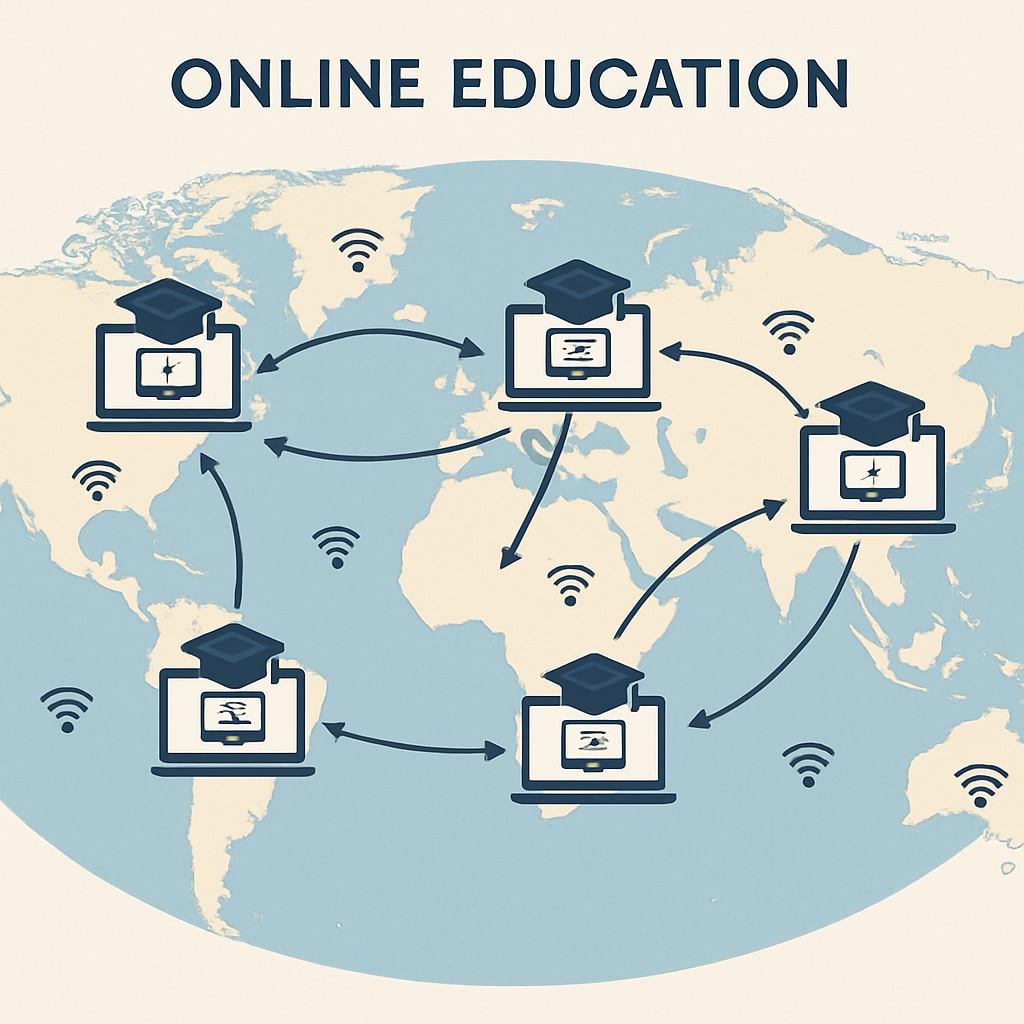 Global recognition of online computer science master’s degrees illustrated on a map.