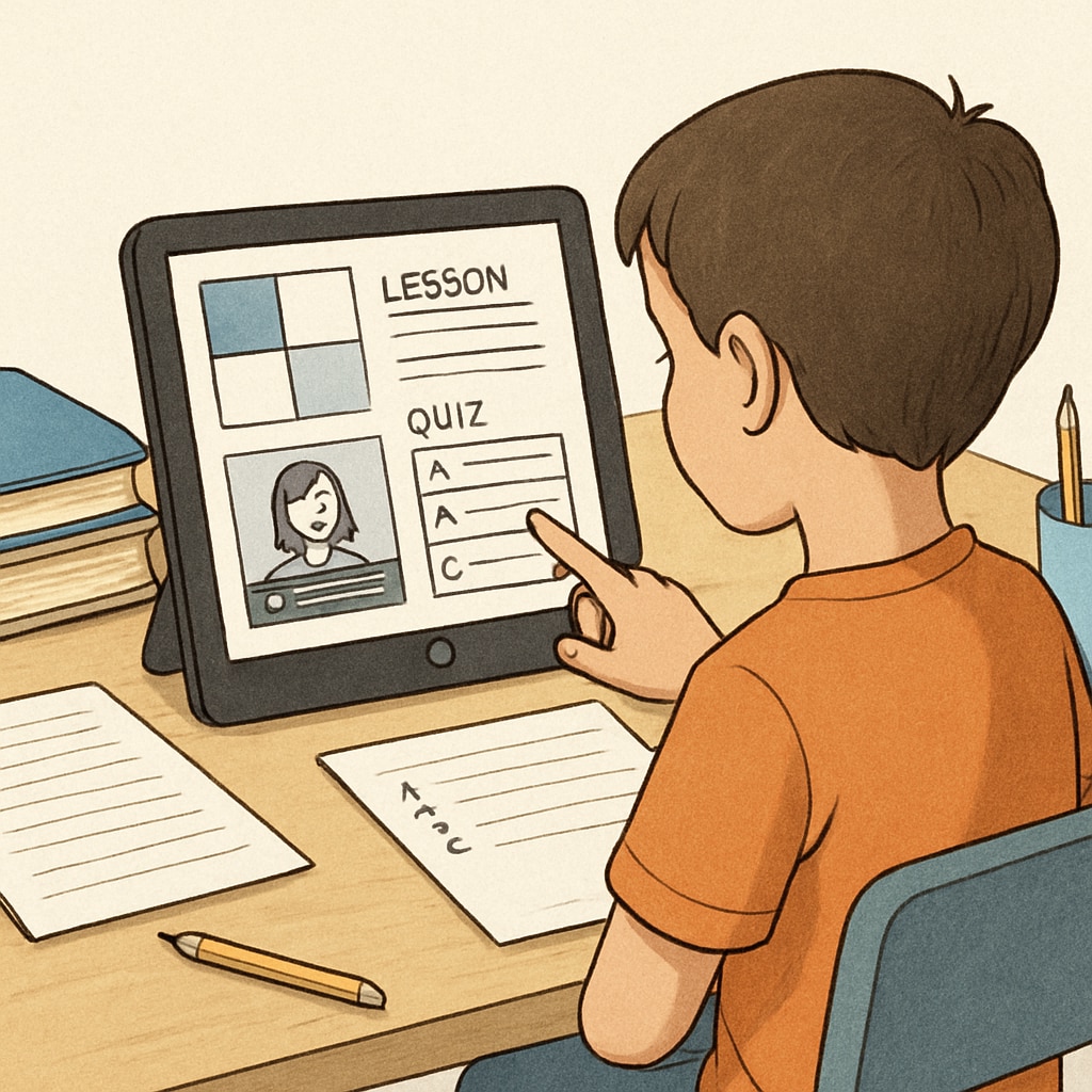 Child using free educational website for summer learning
