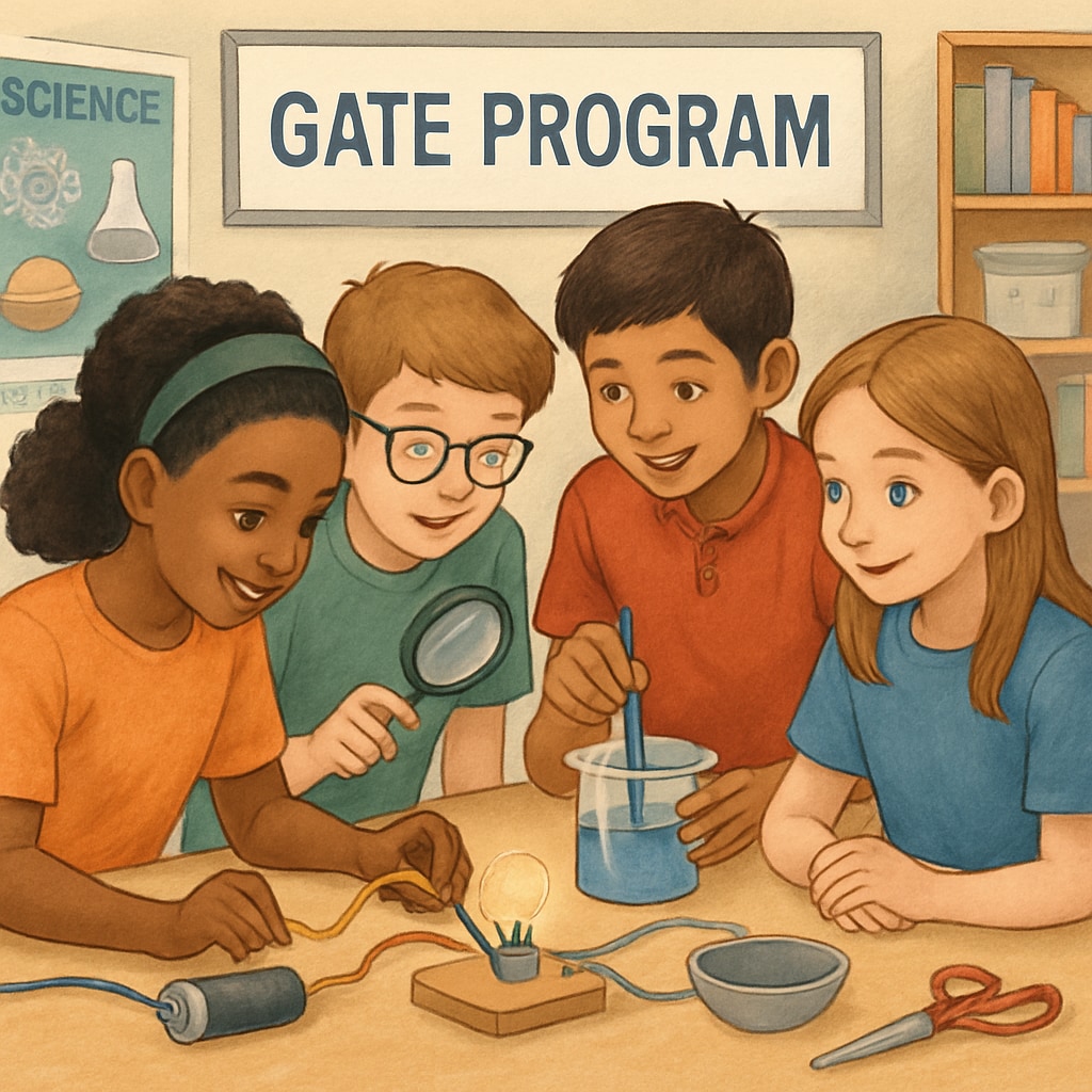 Students participating in a GATE program science project.