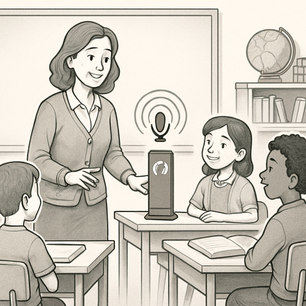 Voice recognition tool enhancing classroom communication.