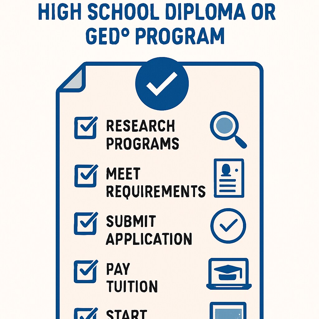 Steps to enroll in online GED or high school diploma program.