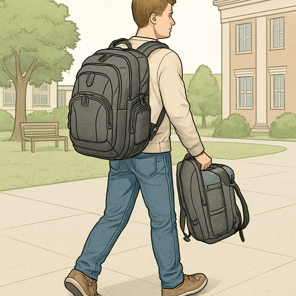 College student with a durable, spacious backpack.