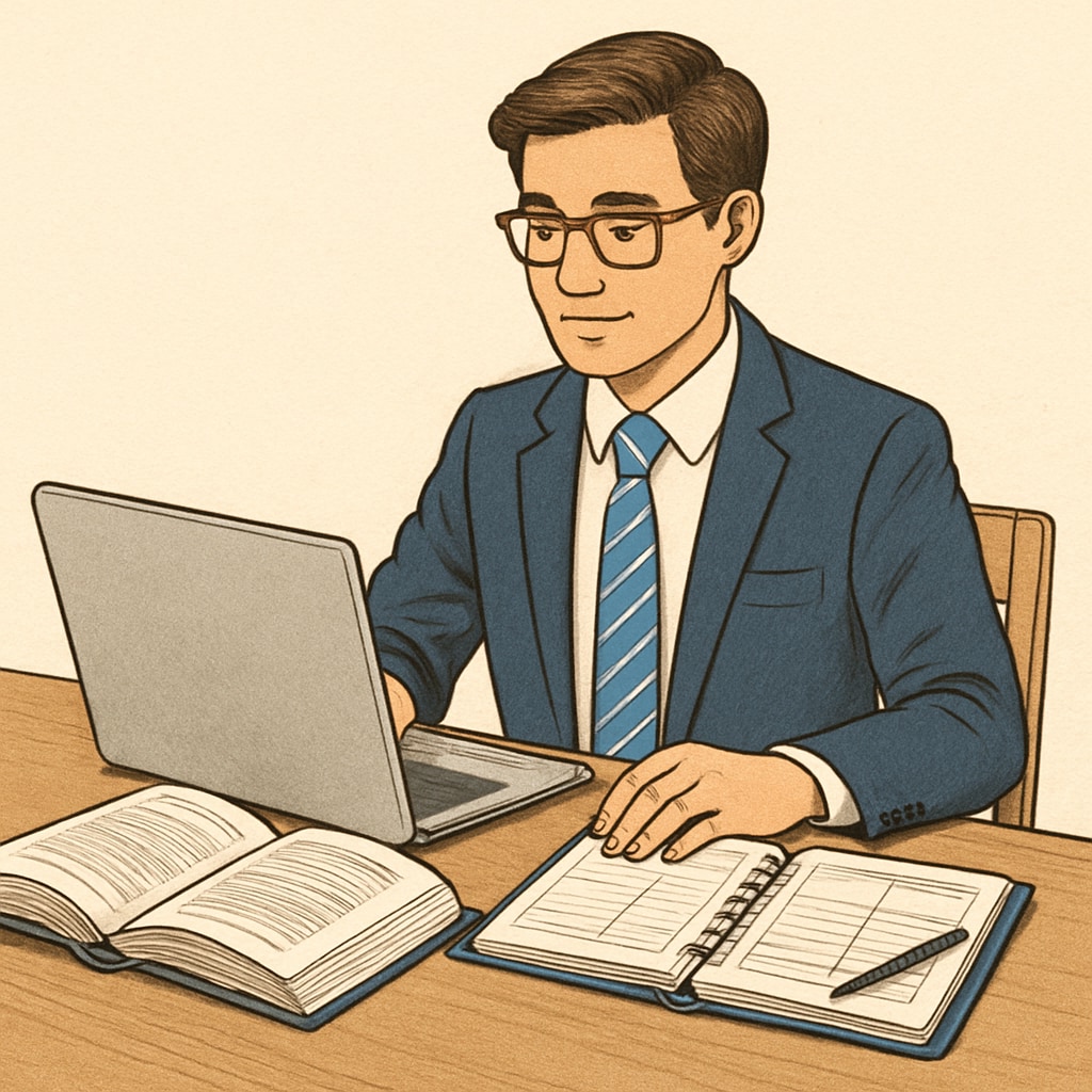 A professional seated at a desk, balancing a laptop, books, and a planner, symbolizing the juggle between career and academic pursuits. Balancing career and academic pursuits with a master's degree