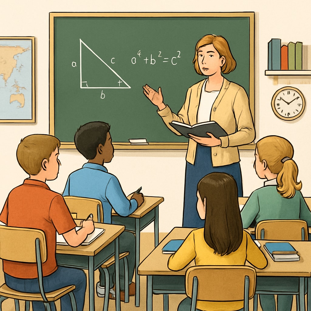 A classroom with students and a teacher, symbolizing the essence of public school education. A public school classroom scene with students and a teacher.