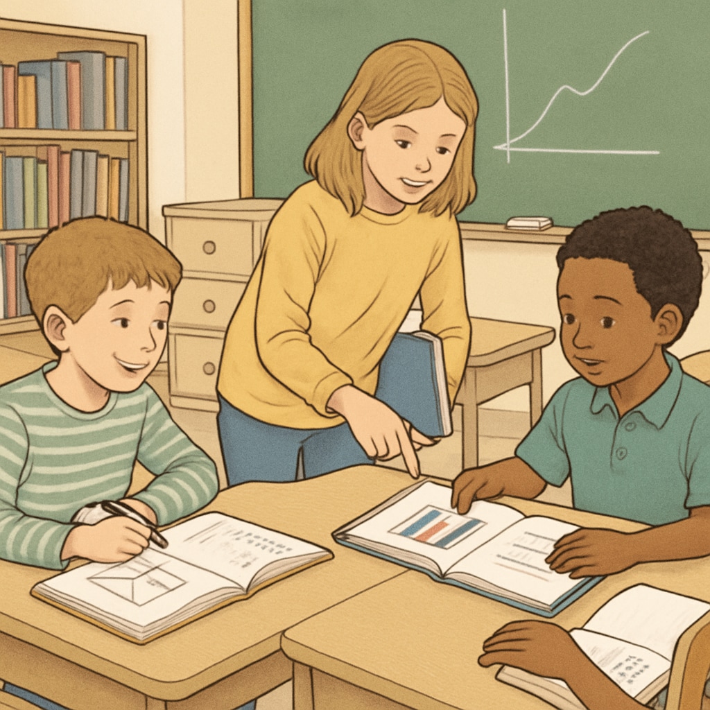 A classroom with young children participating in an advanced learning activity, demonstrating enrichment opportunities for gifted students. Gifted students in a classroom setting engaging in advanced learning activities.