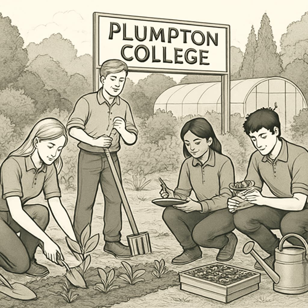 Students participating in horticulture training at Plumpton College