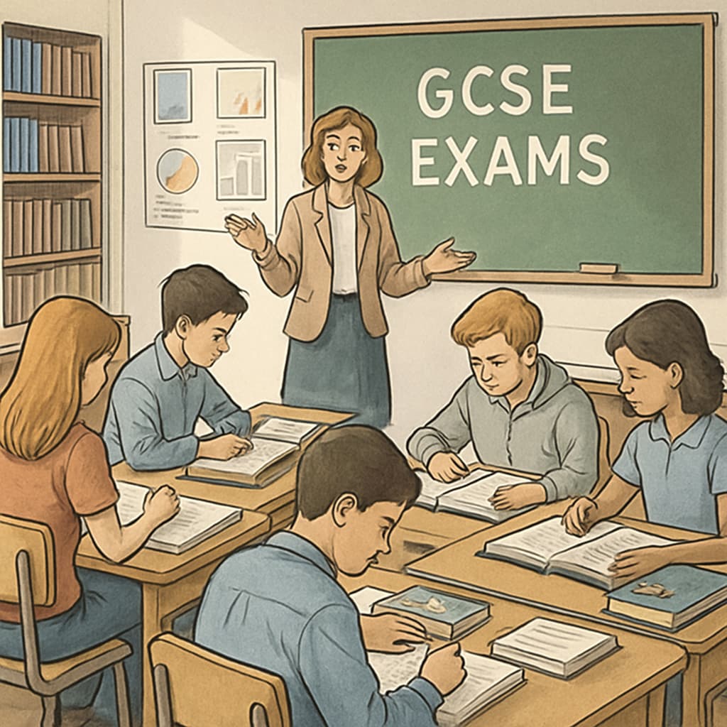 Students preparing for GCSE exams in a classroom setting