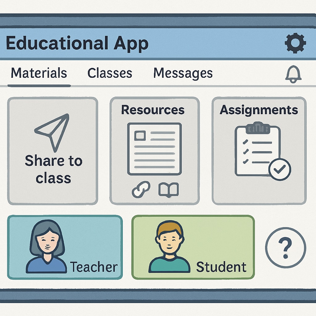 A screenshot of an educational app showing resource distribution tools and user-friendly features for students and teachers. Screenshot of an educational app displaying tools for resource distribution.