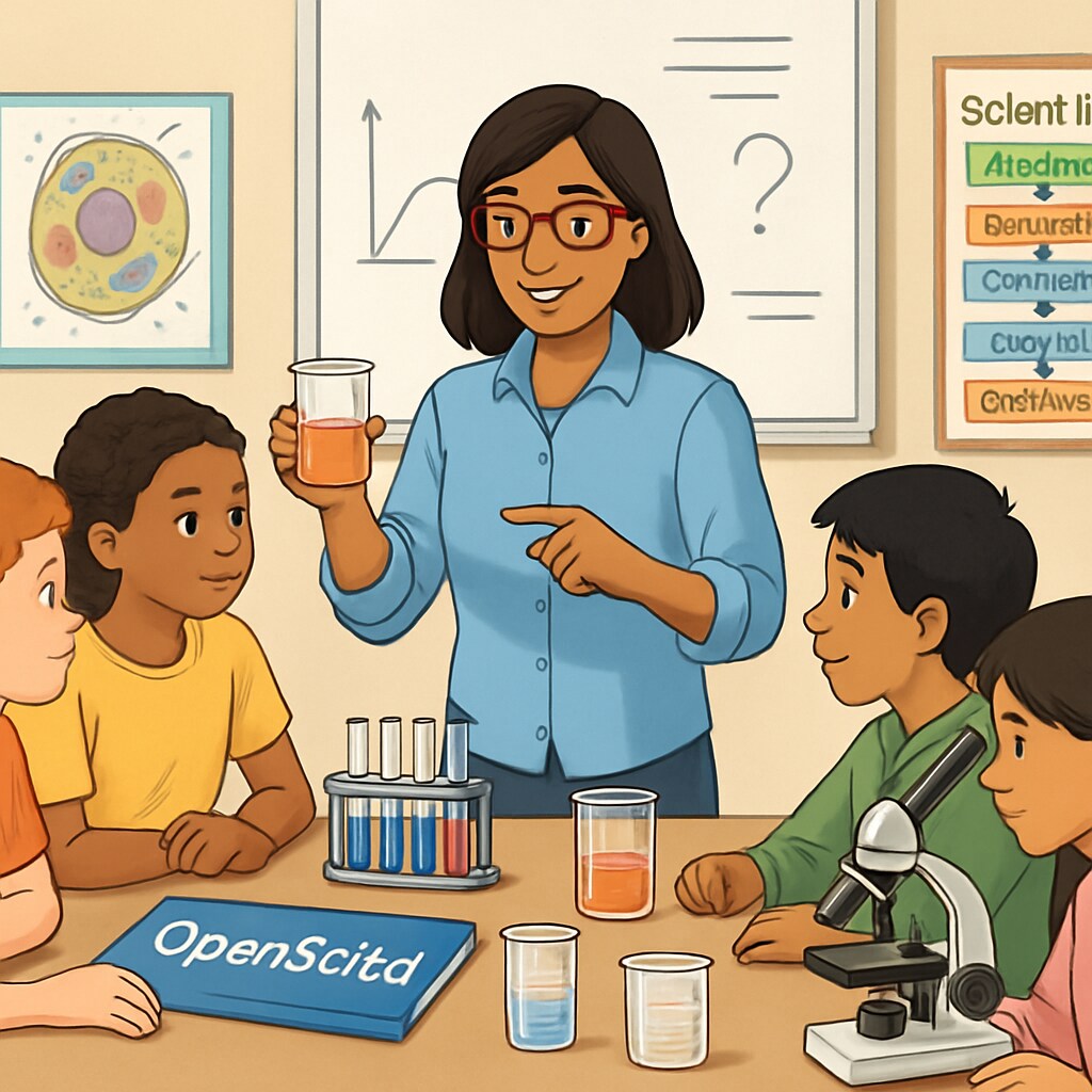 Teacher conducting a science experiment using OpenSciEd curriculum resources.