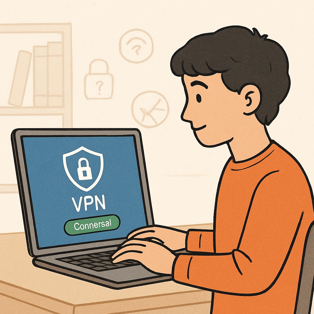 Teenager using a VPN on a laptop due to UK age verification laws