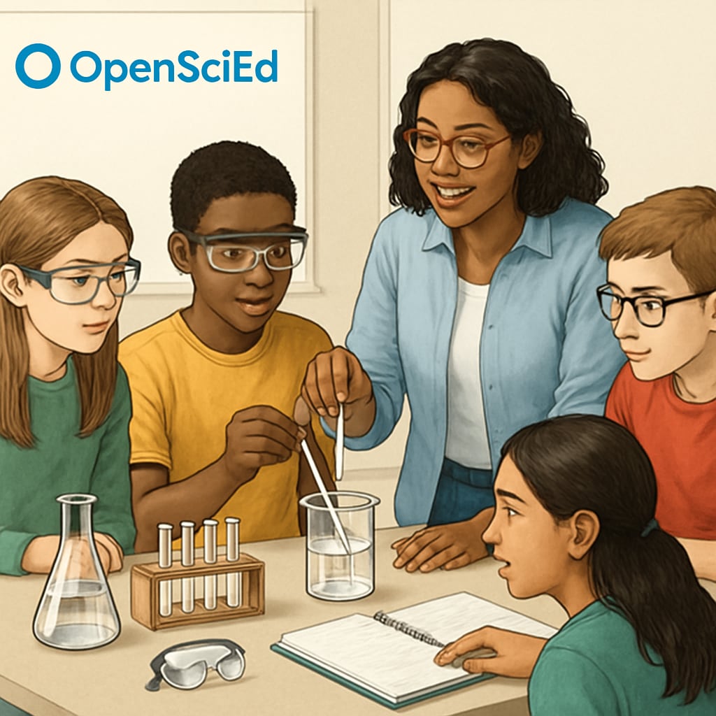 Teacher leading a science experiment with middle school students.