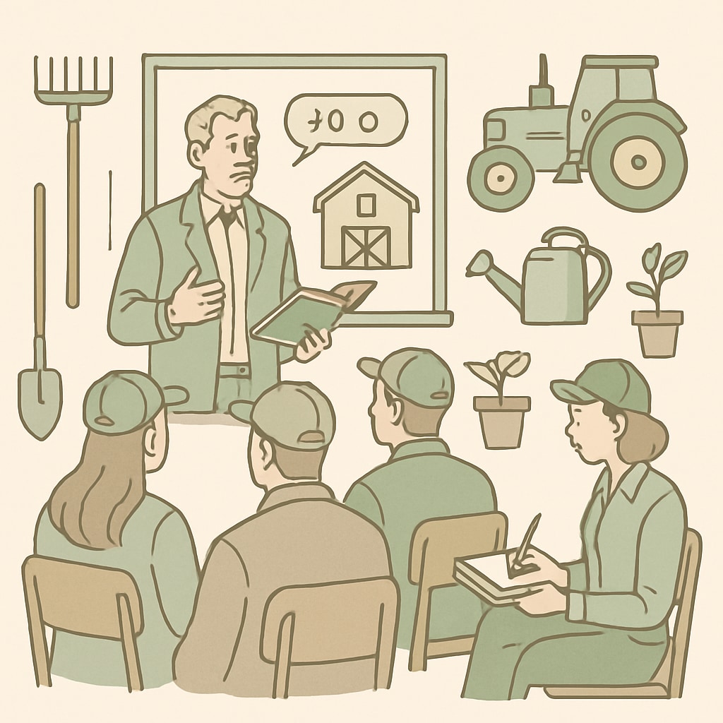 A classroom of students in a Plumpton College agricultural course, surrounded by farming tools. Plumpton College students learning agricultural skills while balancing GCSE exams.