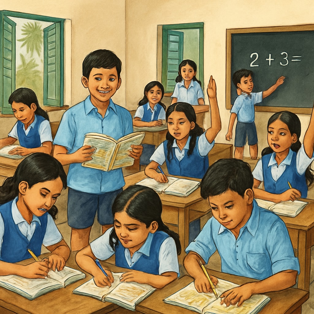 Kerala classroom showing students actively engaged in learning, representing the state’s emphasis on education. Kerala classroom emphasizing quality education as a foundation for career development.