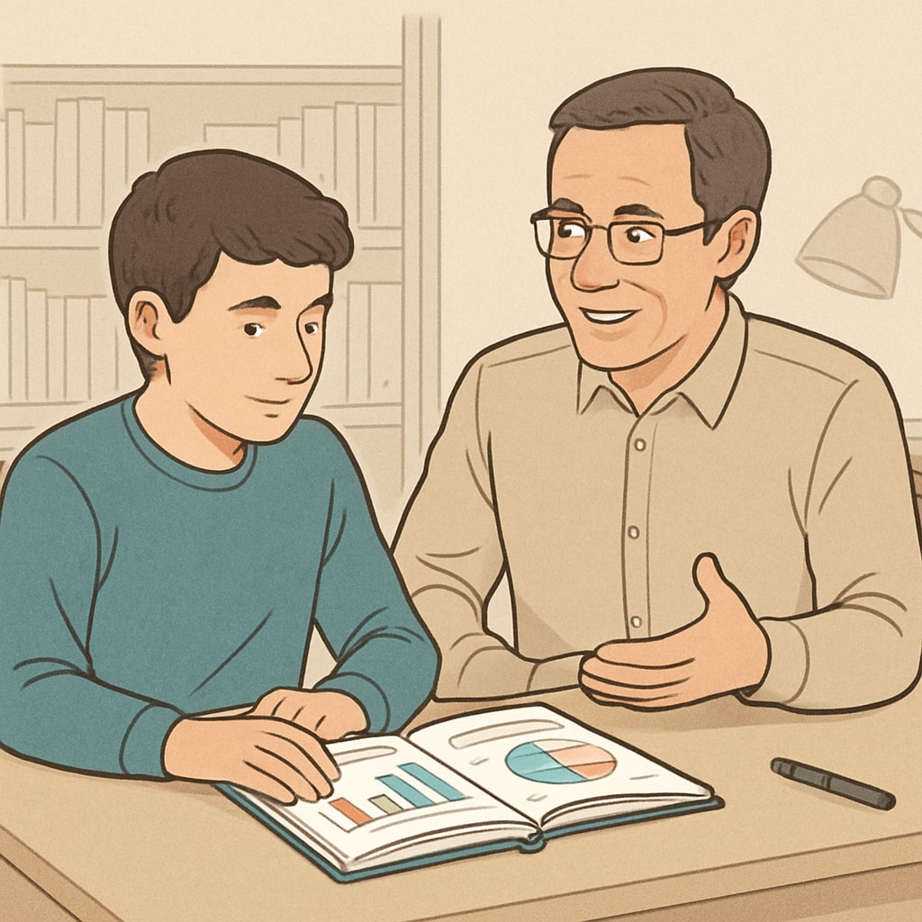 Early education planning for U.S. university admissions with a student and parent.