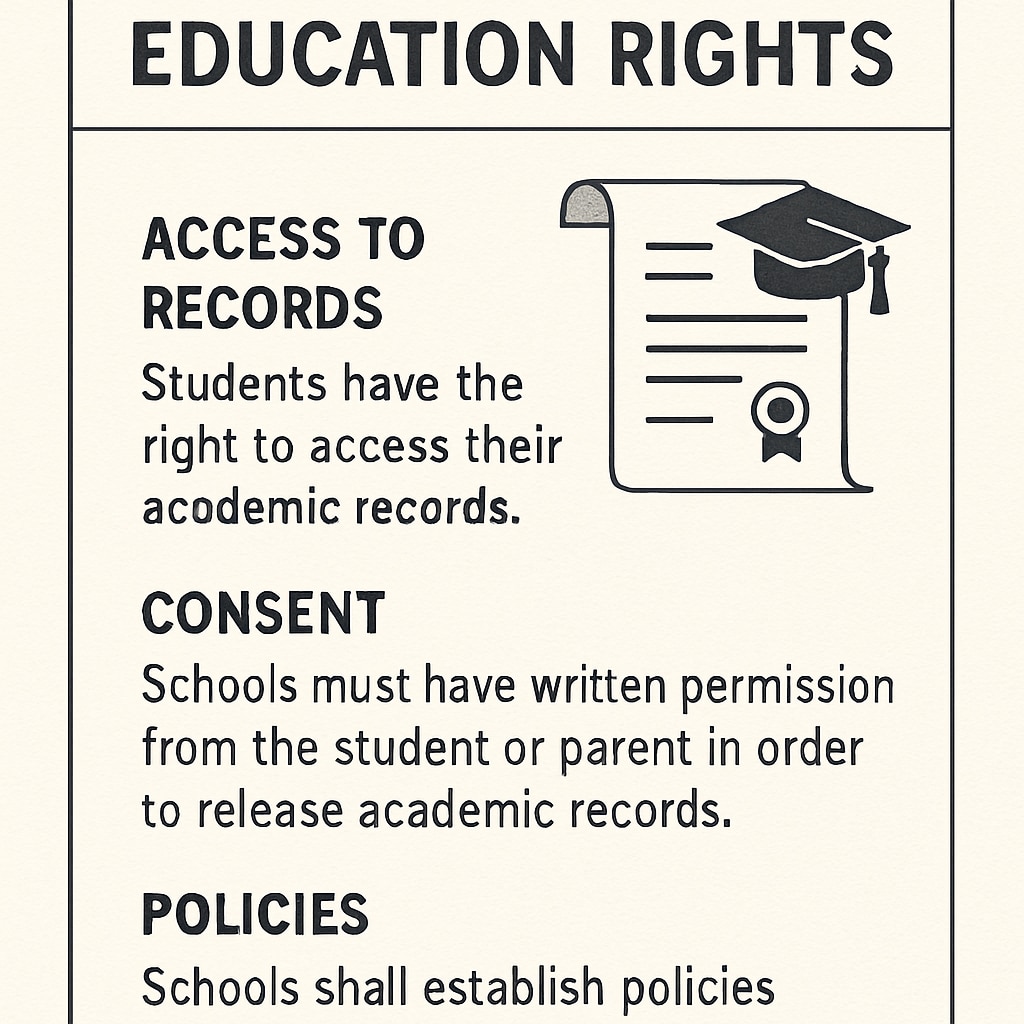 A legal document outlining education rights and policies relevant to academic records access. Legal document showing education rights and policies for transcript access with unpaid fees.