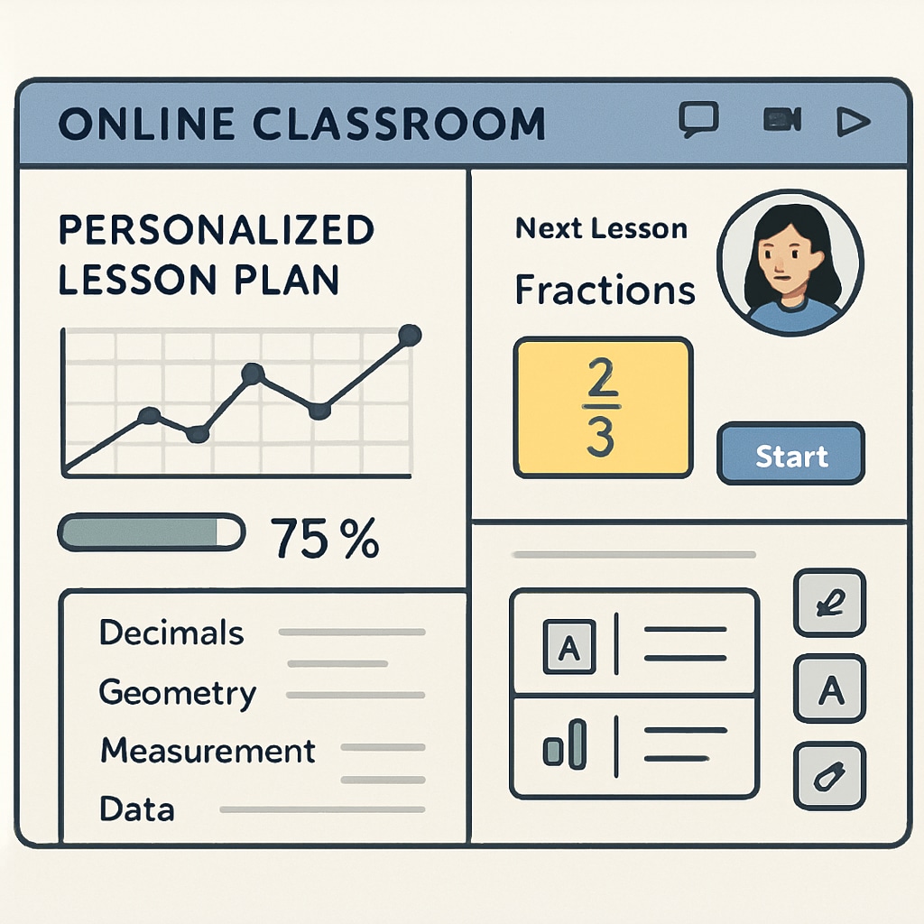 A personalized lesson plan interface for an online public school student.